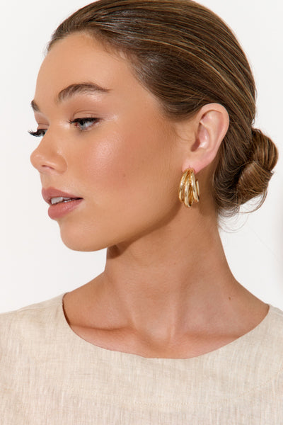 Crossover Metal Hoops - Gold