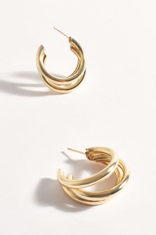 Crossover Metal Hoops - Gold