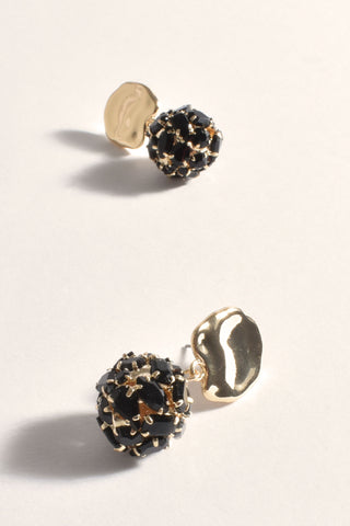 Crystal Ball Event Earrings - Black Gold