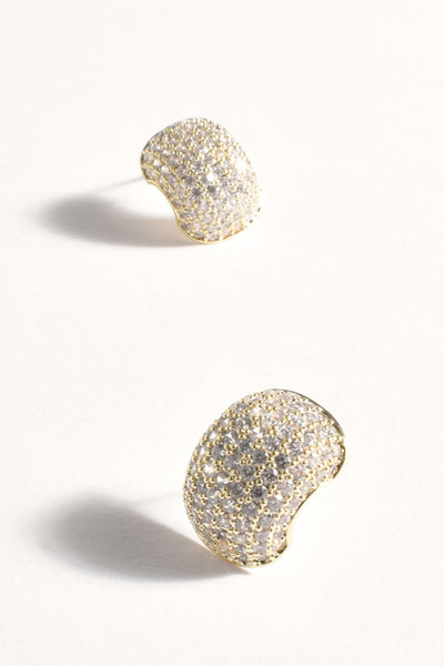 Curved Diamante Earrings - Crystal Gold