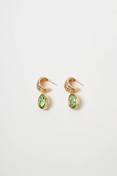 Curved Front Oval Drop Earrings - Mint