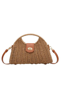 Curved Rattan Bag - Taupe