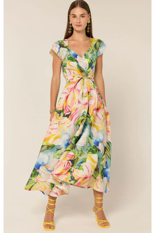 Dahlia Midi Dress - Watercolour Floral