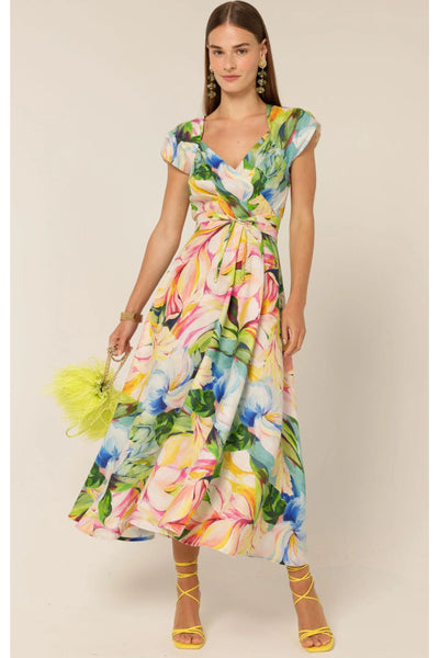 Dahlia Midi Dress - Watercolour Floral