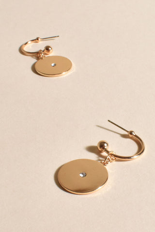 Dainty Charm Hoop Earrings - Gold