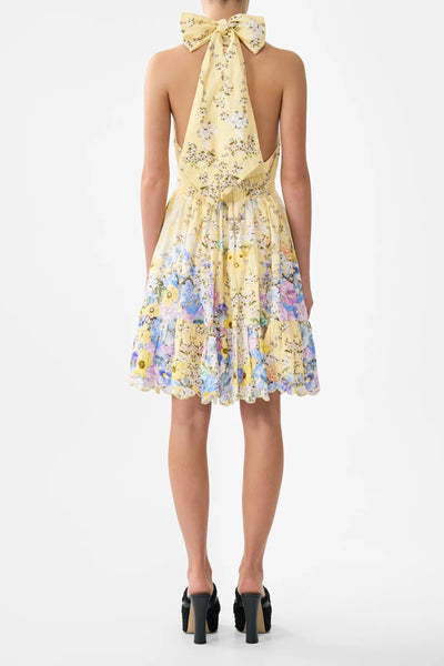 Darling Buds Ruffle Hem Halter Short Dress