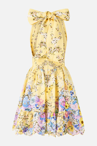 Darling Buds Ruffle Hem Halter Short Dress