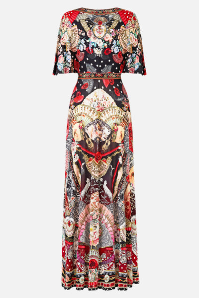 Daughters Of Duende Flutter Sleeve Tie Front Jersey Dress