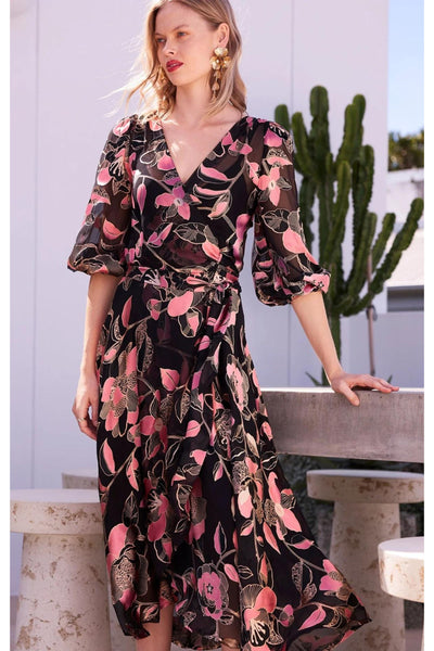 Dawn Peach Silk Wrap Dress