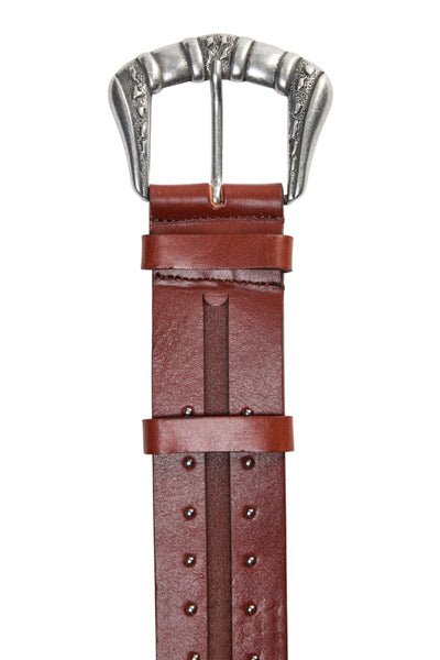 Deco Leather Belt - Cognac