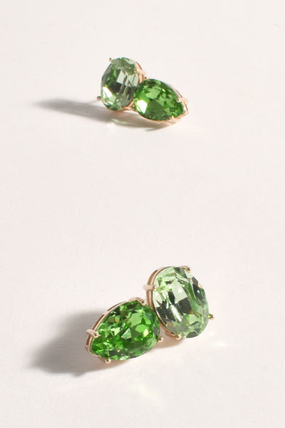 Delia Two Tone Stud Earrings - Green Multi