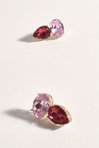 Delia Two Tone Stud Earrings - Pink Multi