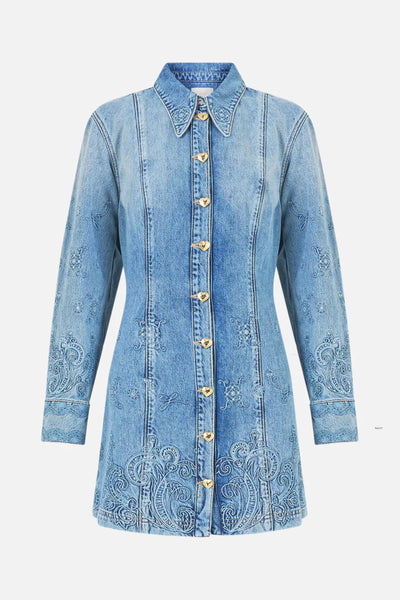 Shirt Dress With A Line Skirt - Denim
