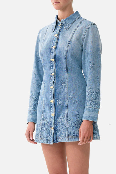 Shirt Dress With A Line Skirt - Denim