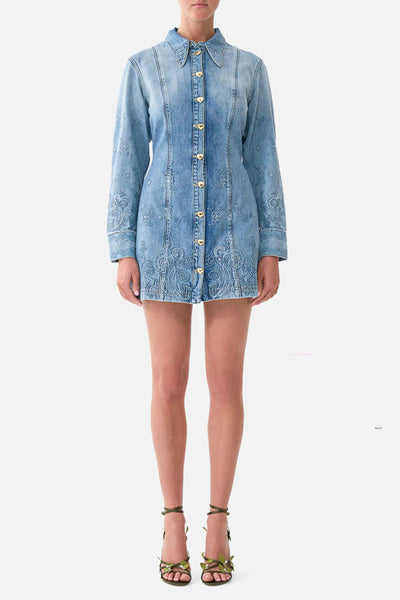 Shirt Dress With A Line Skirt - Denim