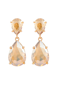 Desiree Teardrop Crystal Earrings - Champagne