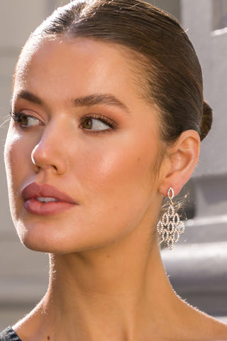 Diamante Chandelier Earrings - Silver Crystal