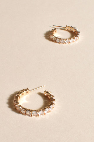 Diamante Edged Event Hoops - Crystal Gold