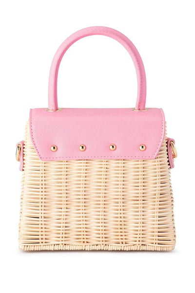 Donna Straw Top Handle Bag - Pink