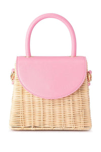 Donna Straw Top Handle Bag - Pink