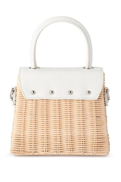 Donna Straw Top Handle Bag - White