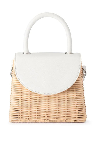 Donna Straw Top Handle Bag - White