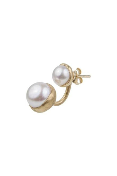 Double Pearl Ear Jackets - Gold