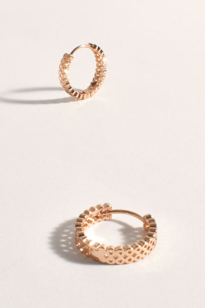 Double Row Circles Mini Hoops - Gold