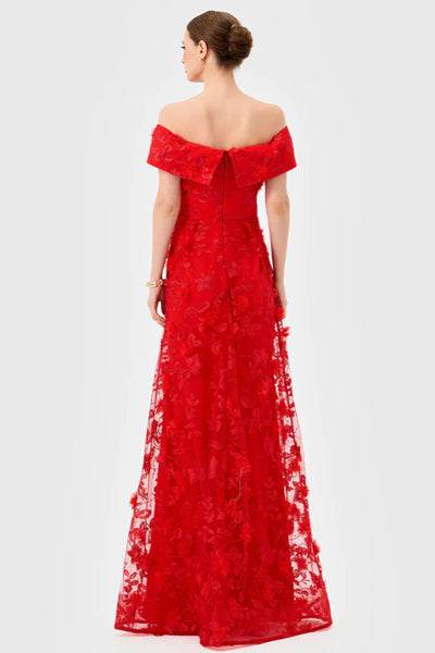 Edie Off Shoulder Gown - Red