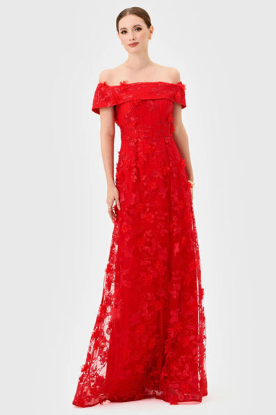 Edie Off Shoulder Gown - Red