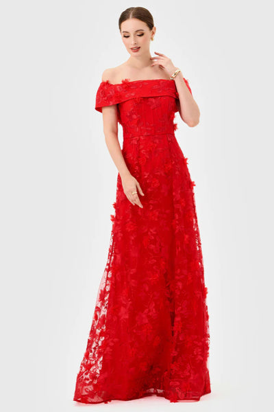 Edie Off Shoulder Gown - Red
