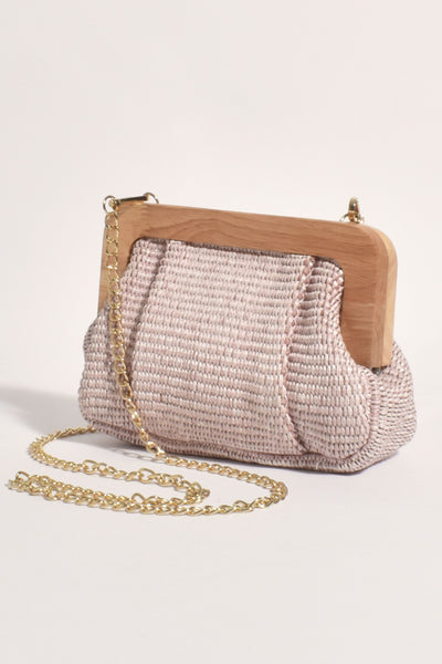 Edith Weave Timber Frame Clutch - Pink