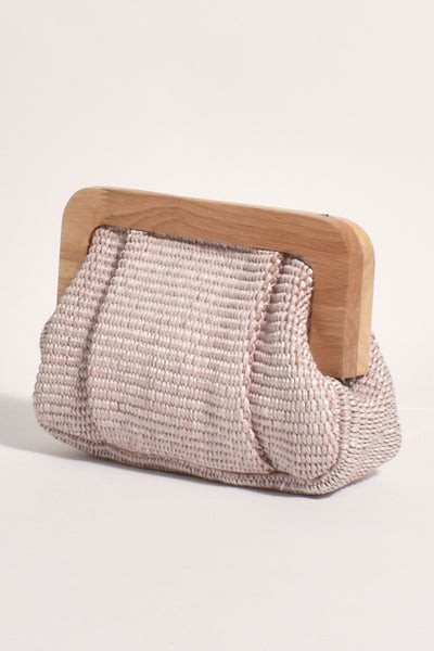 Edith Weave Timber Frame Clutch - Pink