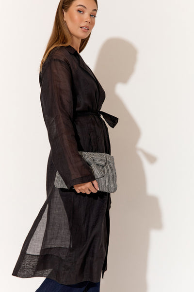 Elcie Metallic Pleated Bow Clutch - Gunmetal