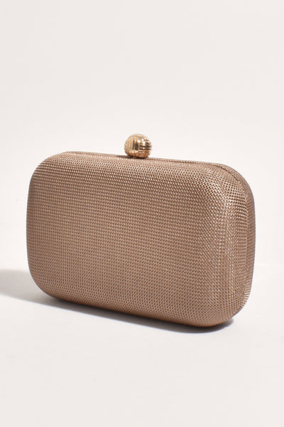 Ella Woven Structured Clutch - Chocolate