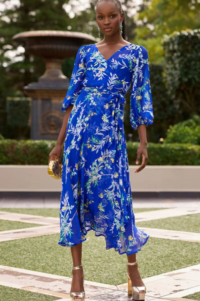 Elspeth Wrap Dress - Sapphire Floral