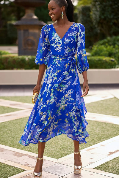 Elspeth Wrap Dress - Sapphire Floral
