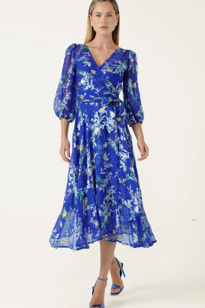 Elspeth Wrap Dress - Sapphire Floral