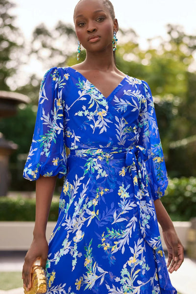 Elspeth Wrap Dress - Sapphire Floral