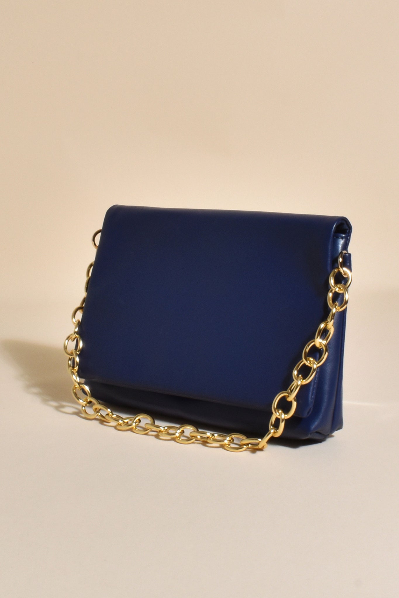 Ember Foldover Chain Event Bag - Navy Gold