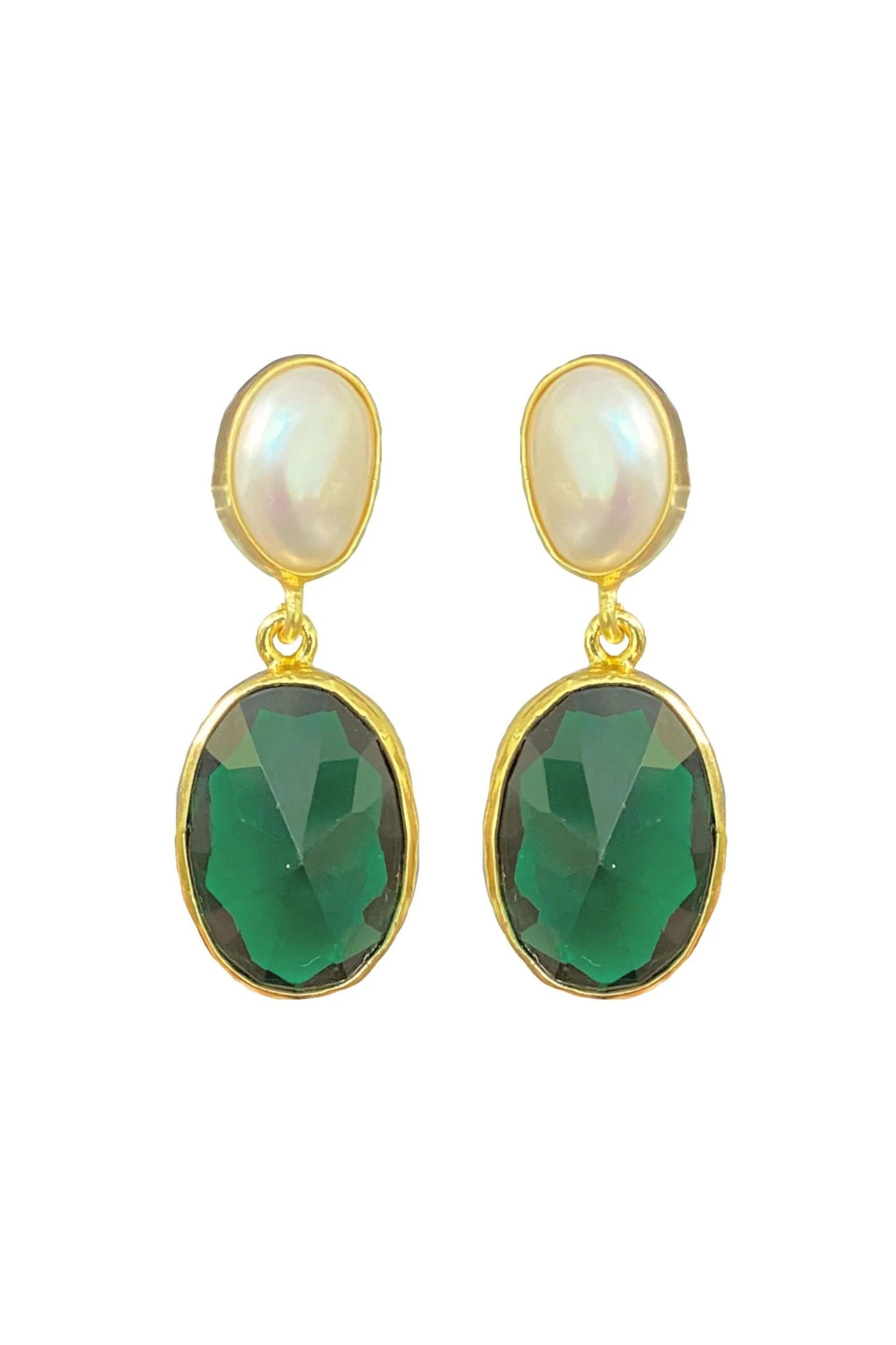 Emerald Onyx and Pearl Mini Drop Earrings