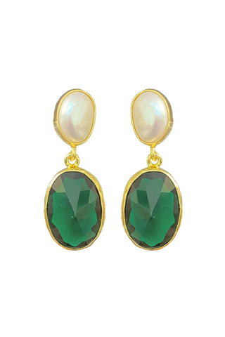 Emerald Onyx and Pearl Mini Drop Earrings