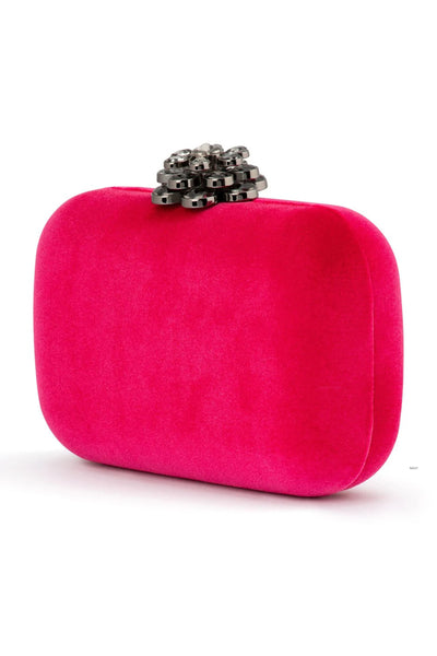 Emilia Velvet Clutch - Fuchsia