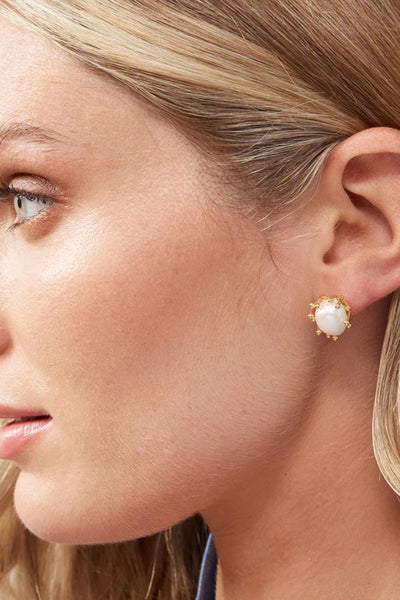 Emily Pearl Stud Earrings - Gold