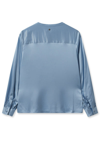 Enfa Satin Blouse - Blue Shadow