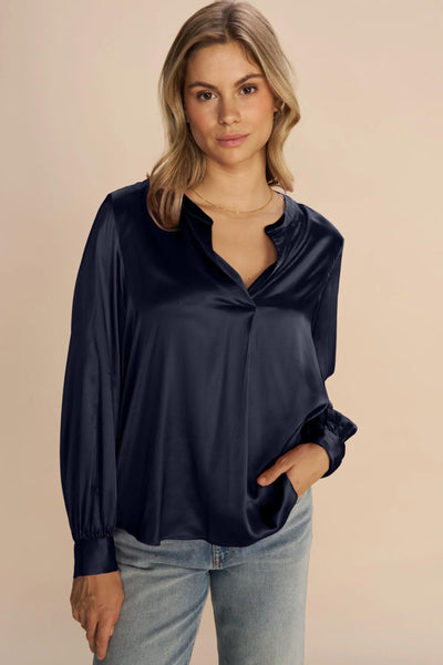 Enfa Satin Blouse - Blue Shadow