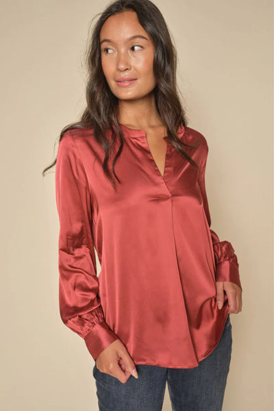 Enfa Satin Blouse - Garnet