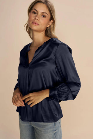 Enfa Satin Blouse - Salute Navy