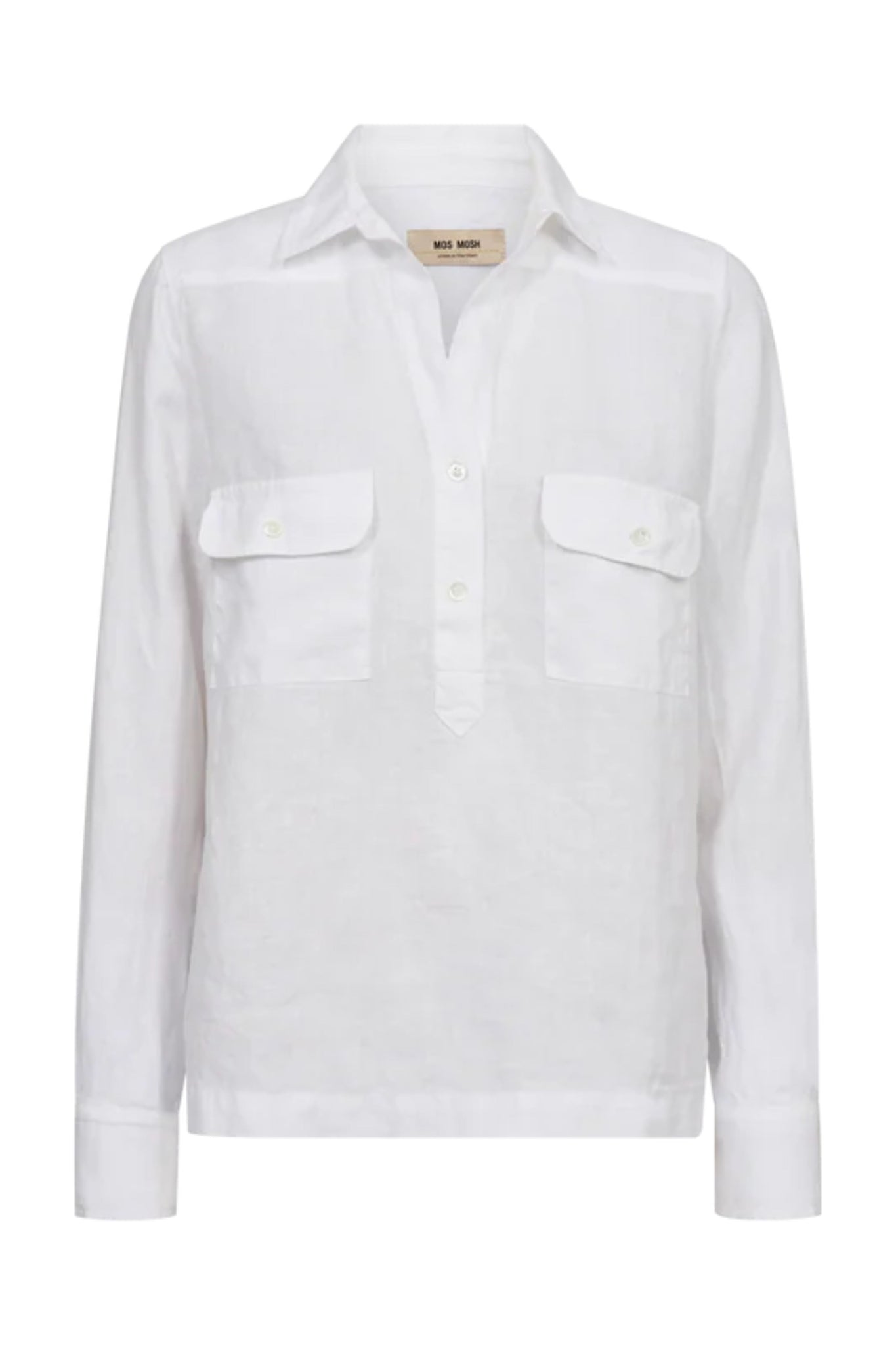 Enna Linen Pocket Blouse - White