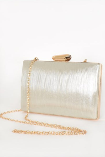 Ensley Pebble Clasp Structured Clutch - Silver